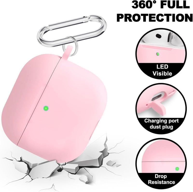 Woyinger Silicone Case Cover for AirPods 4th Gen, Soft Skin, Full Protection, Keychain, Cleaner Kit (Pink) - Image 4